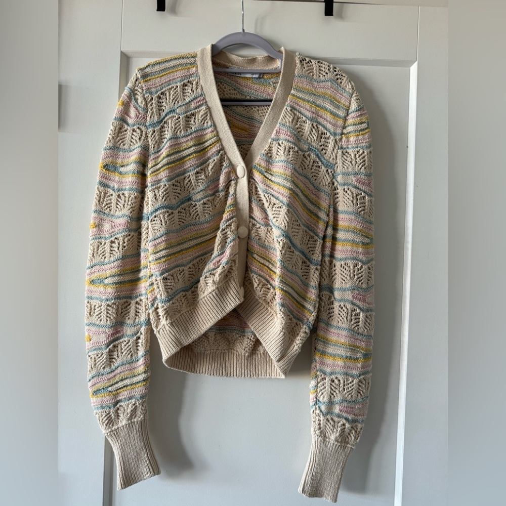 Zara pastel colored chunky cropped knit cardigan - size medium